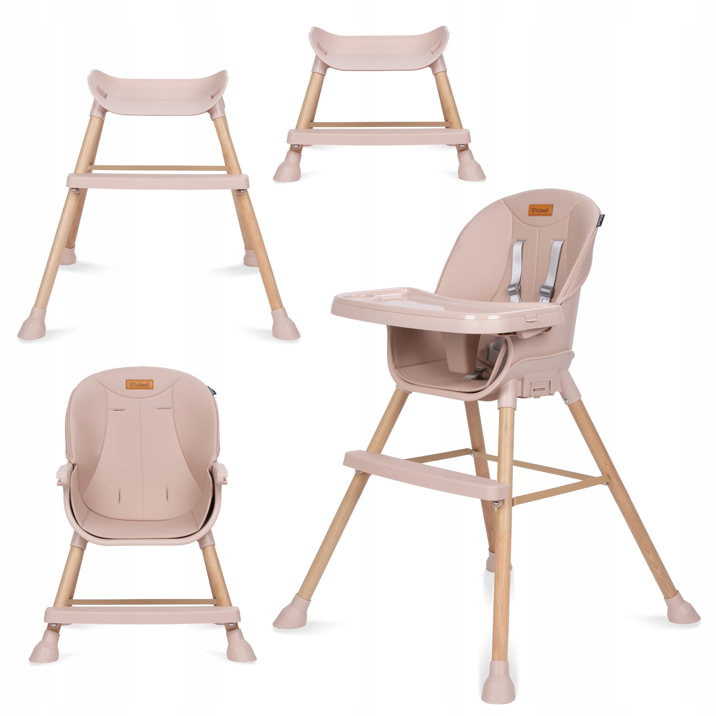 Kidwell EATAN WOOD 4in1 Pink Wooden High Chair