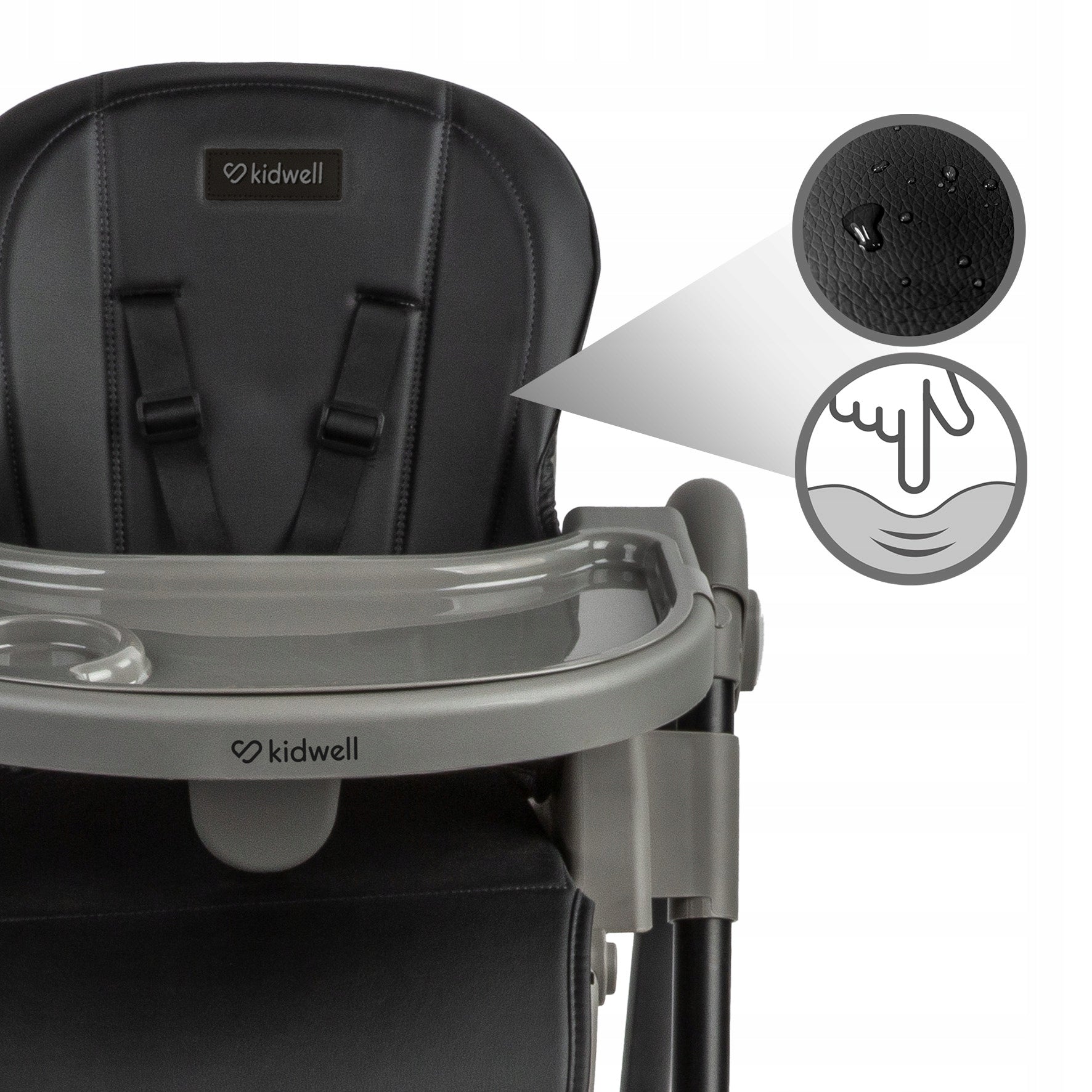 Kidwell FORTO folding high chair black adjustable up to 15kg Brand Kidwell