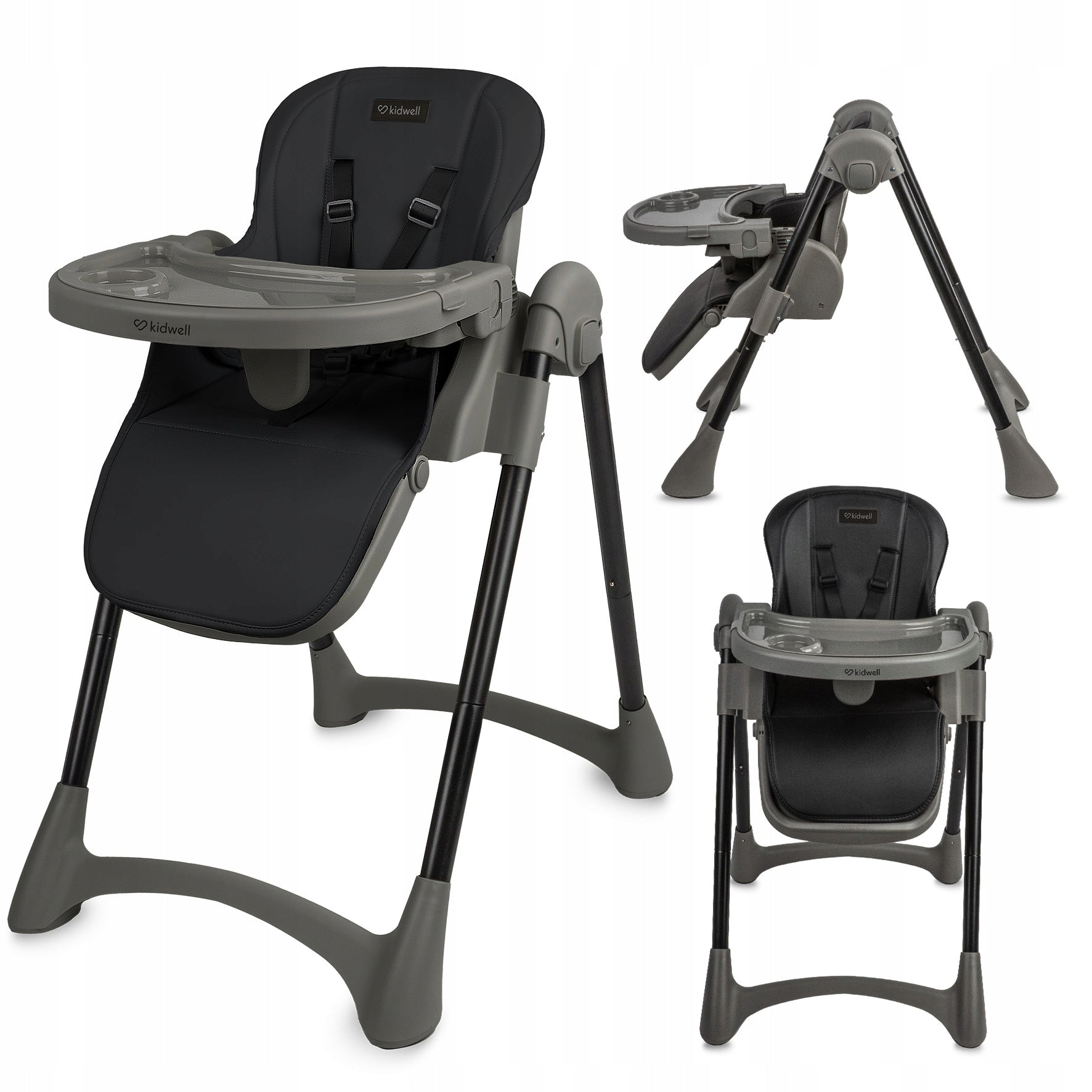 Kidwell FORTO folding high chair black adjustable up to 15kg