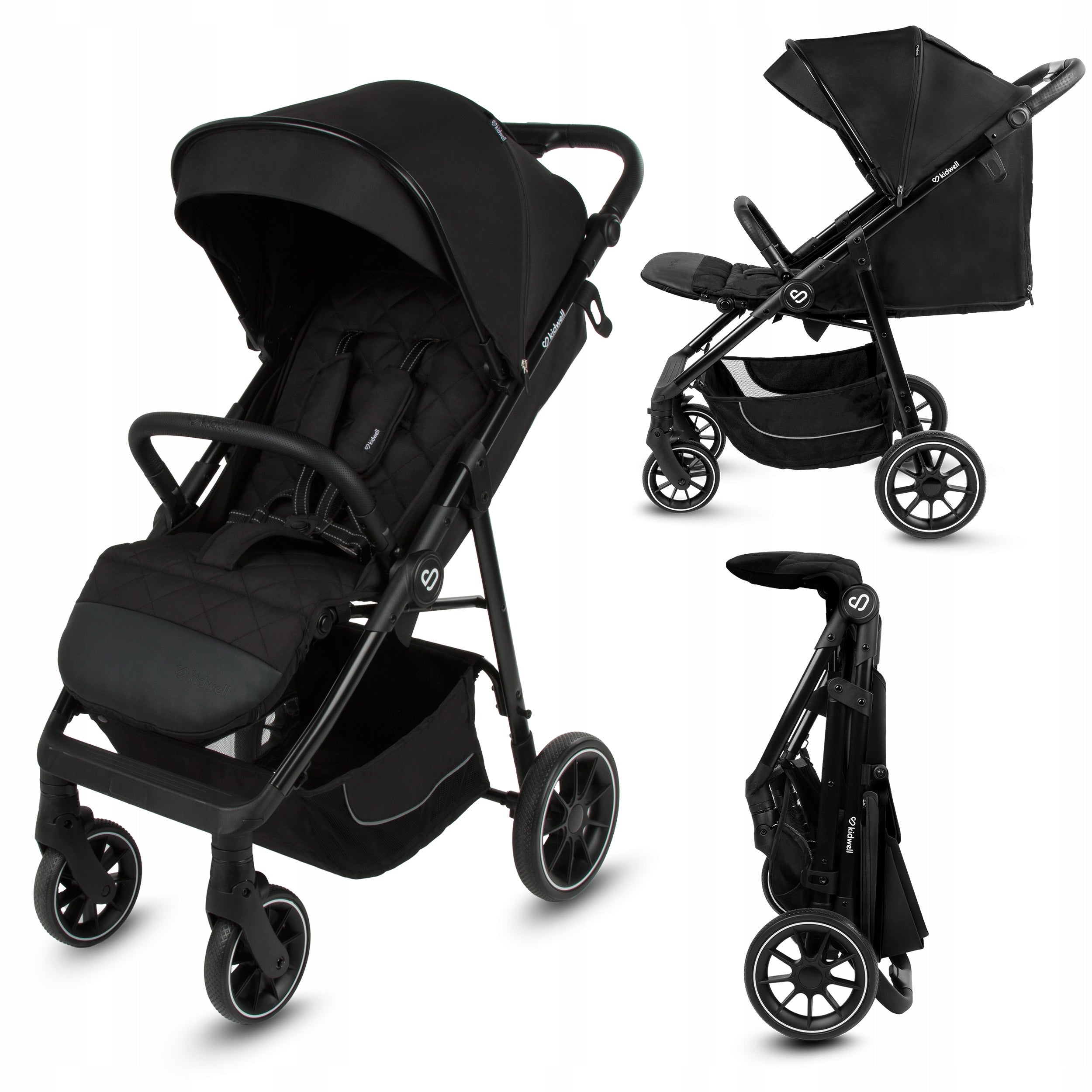 Kidwell Stroller ENZO + accessories large wheels booth XXL up to 22kg Black