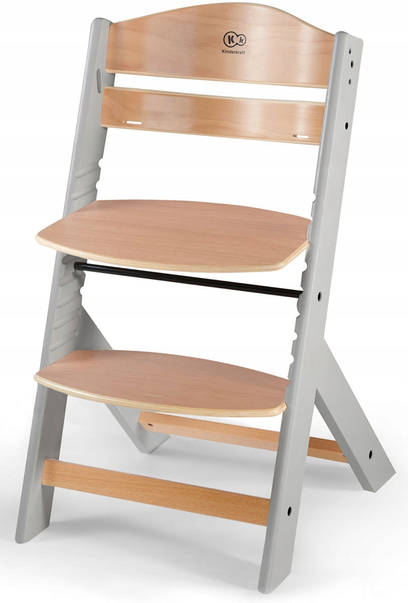 Kinderkraft Enock Feeding Chair 3in1 With Pillow | Grey Wood Pillow Packaging status original