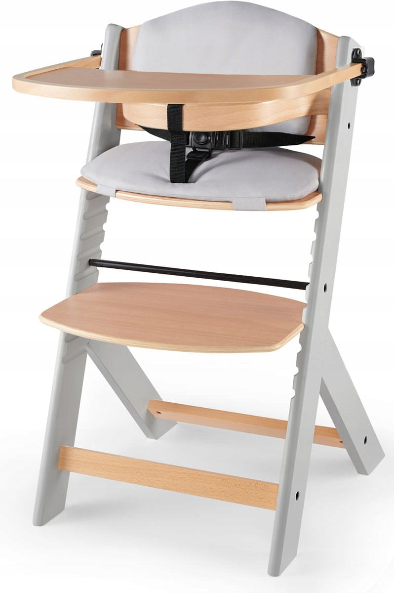 Kinderkraft Enock Feeding Chair 3in1 With Pillow | Grey Wood Pillow