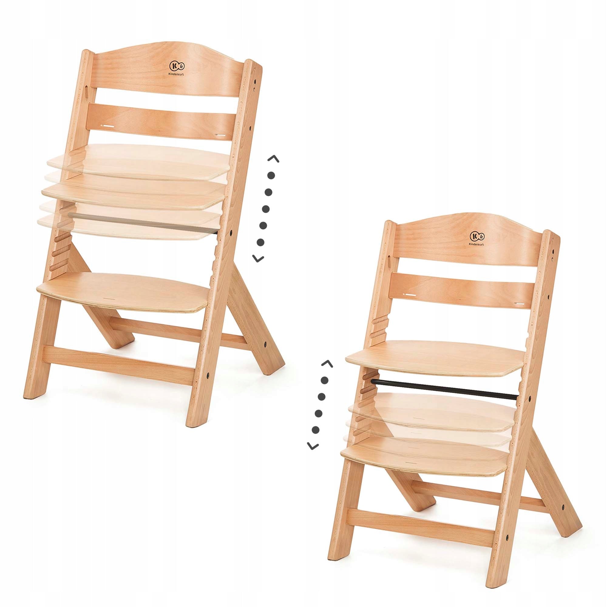 Kinderkraft Enock Wooden Feeding Chair 2in1 Grey Footrest Brand Kinderkraft