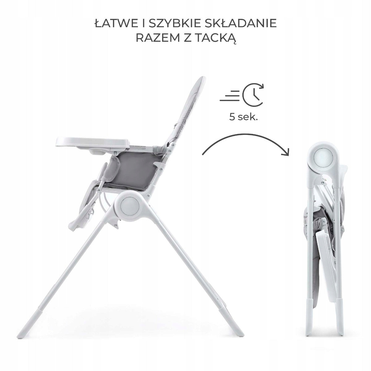 Kinderkraft Feeding Chair Folding Compact BINCI Light Grey Brand Kinderkraft