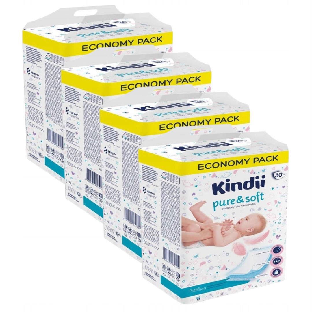 Kindii Pure & Soft Changing Foundations 60x40 cm 4 x 30 pcs Absorbent