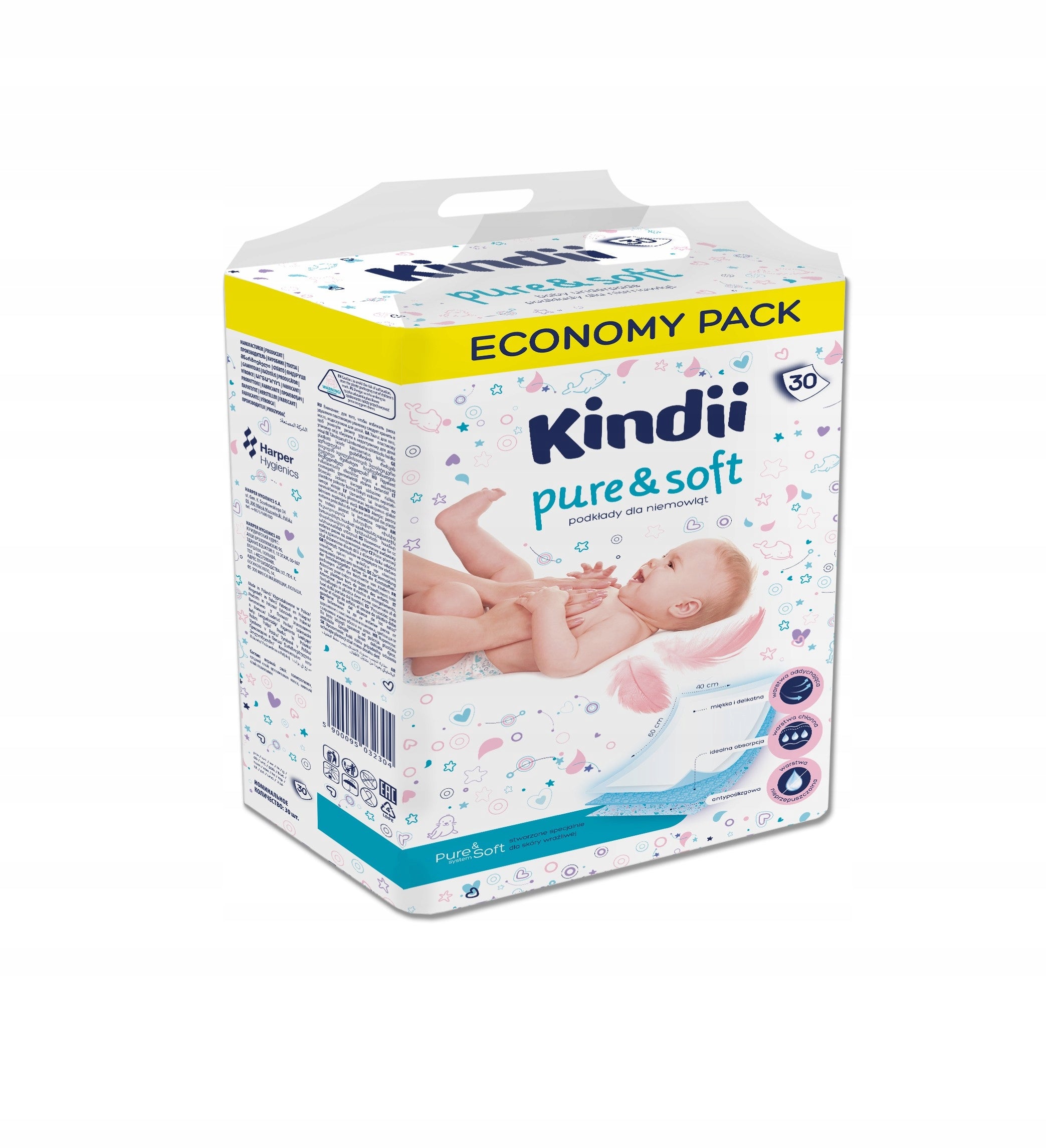 Kindii Pure & Soft Changing Foundations 60x40 cm 5 x 30 pcs Absorbent Medical device no