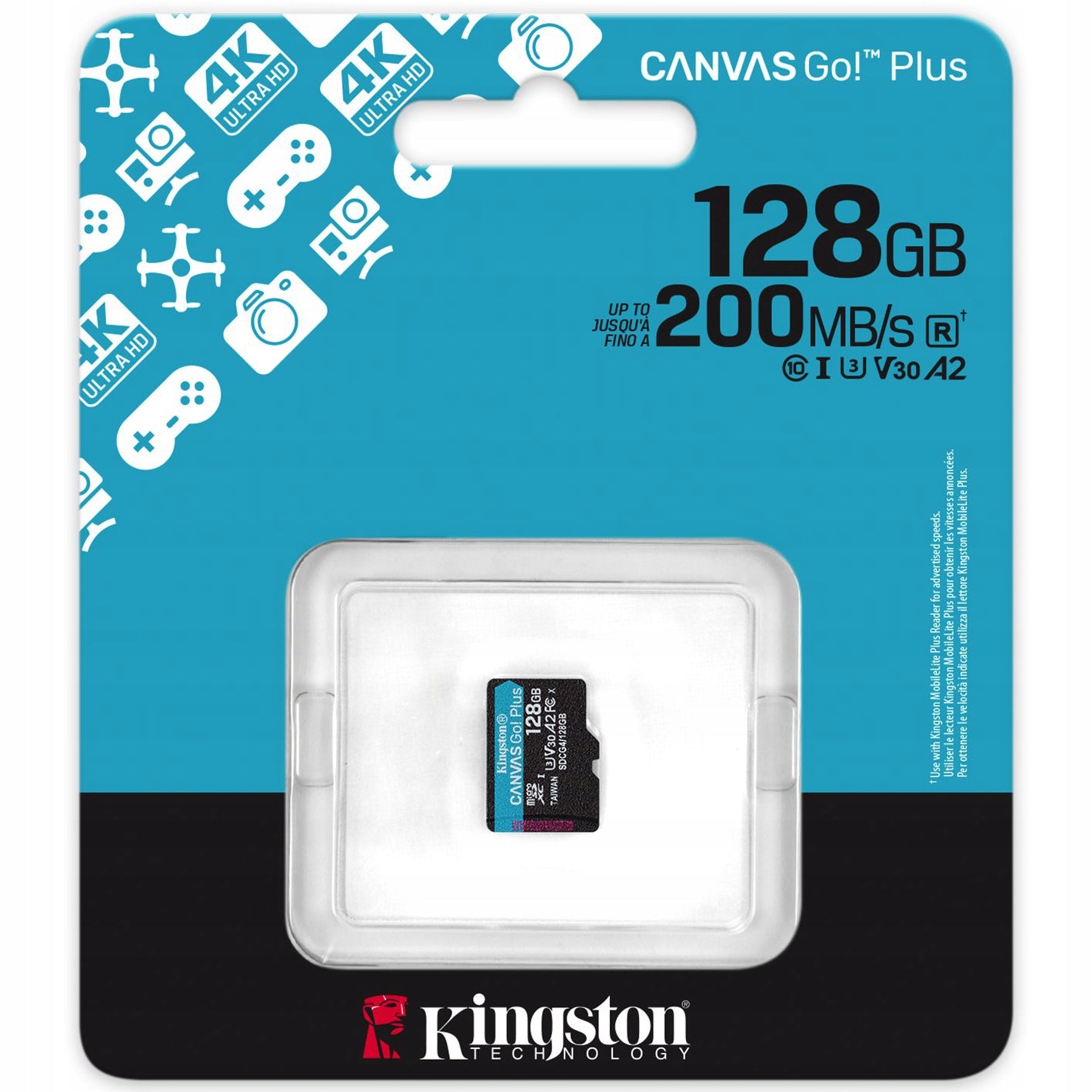Kingston Canvas-Go Plus 200MB/s A2 UHS-I V30 U3 micro-SD card 128GB Manufacturer Kingston