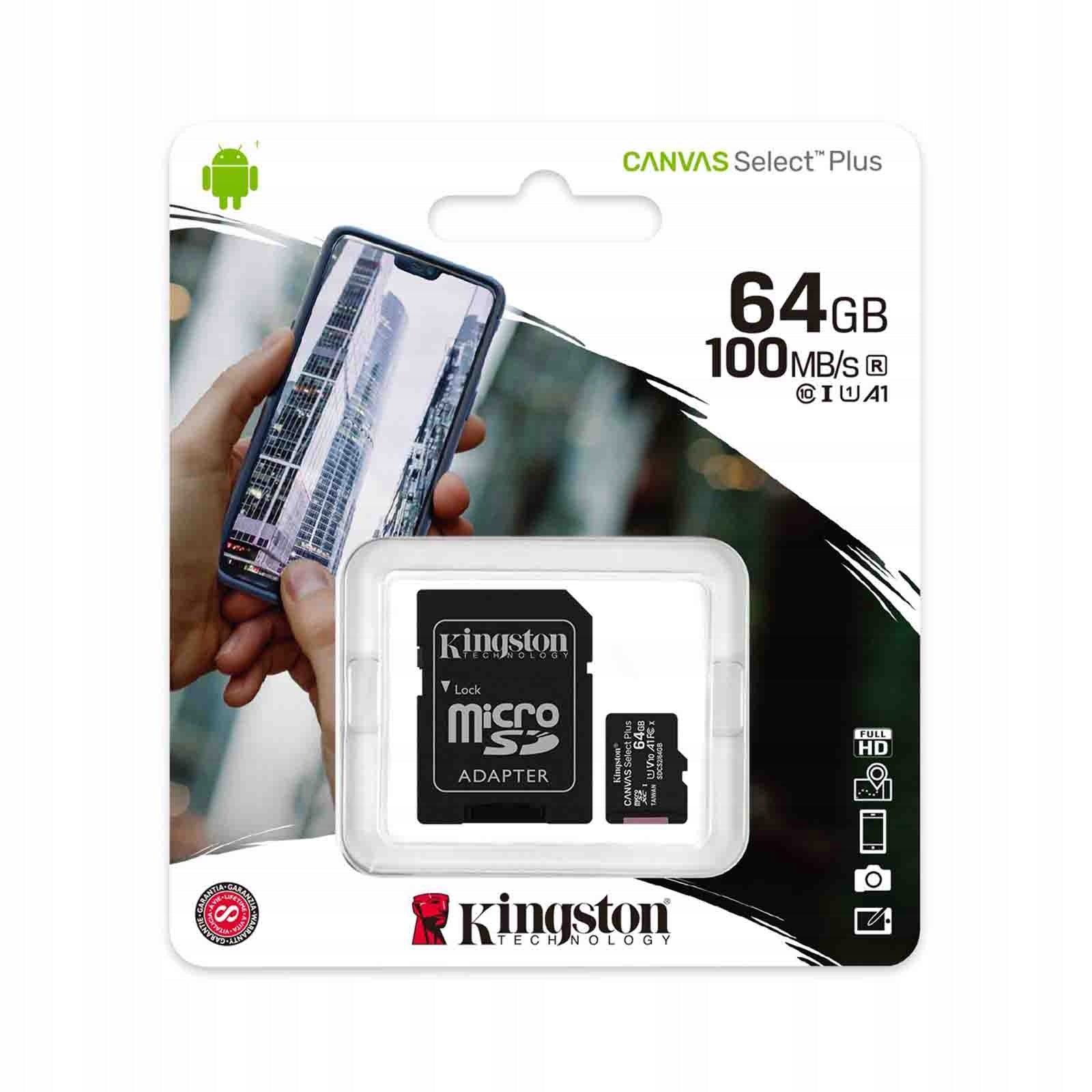 Kingston SDCS2/64GB Memory Card Canvas Plus 64GB microSDXC 100MB/s