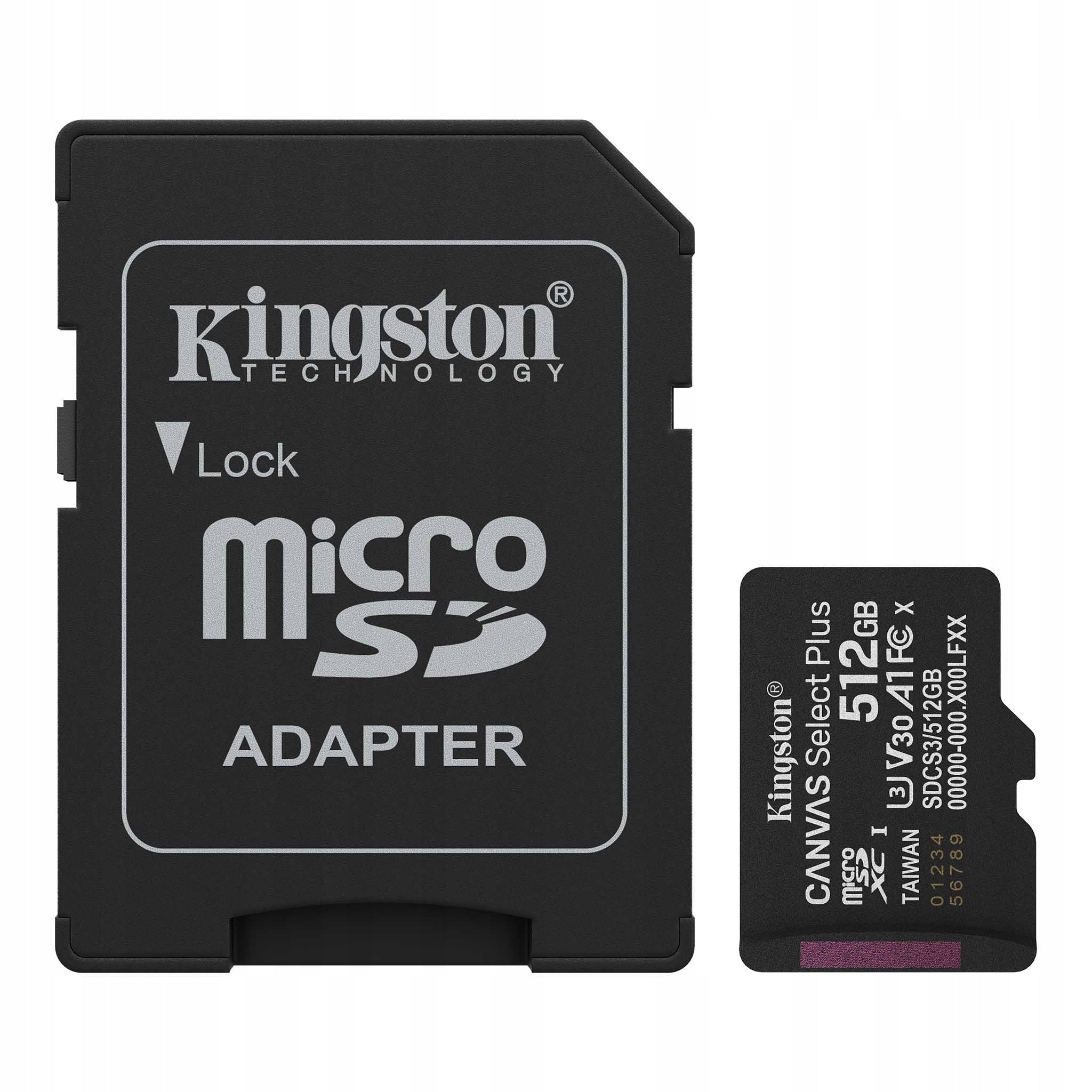 Kingston SDCS3/512GB Memory Card Canvas Plus 512GB microSDXC 150MB/s Packaging status original