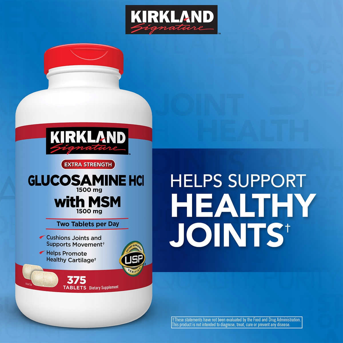 Kirkland Signature Glucosamine + MSM 375 tablets USA Brand Kirkland Signature