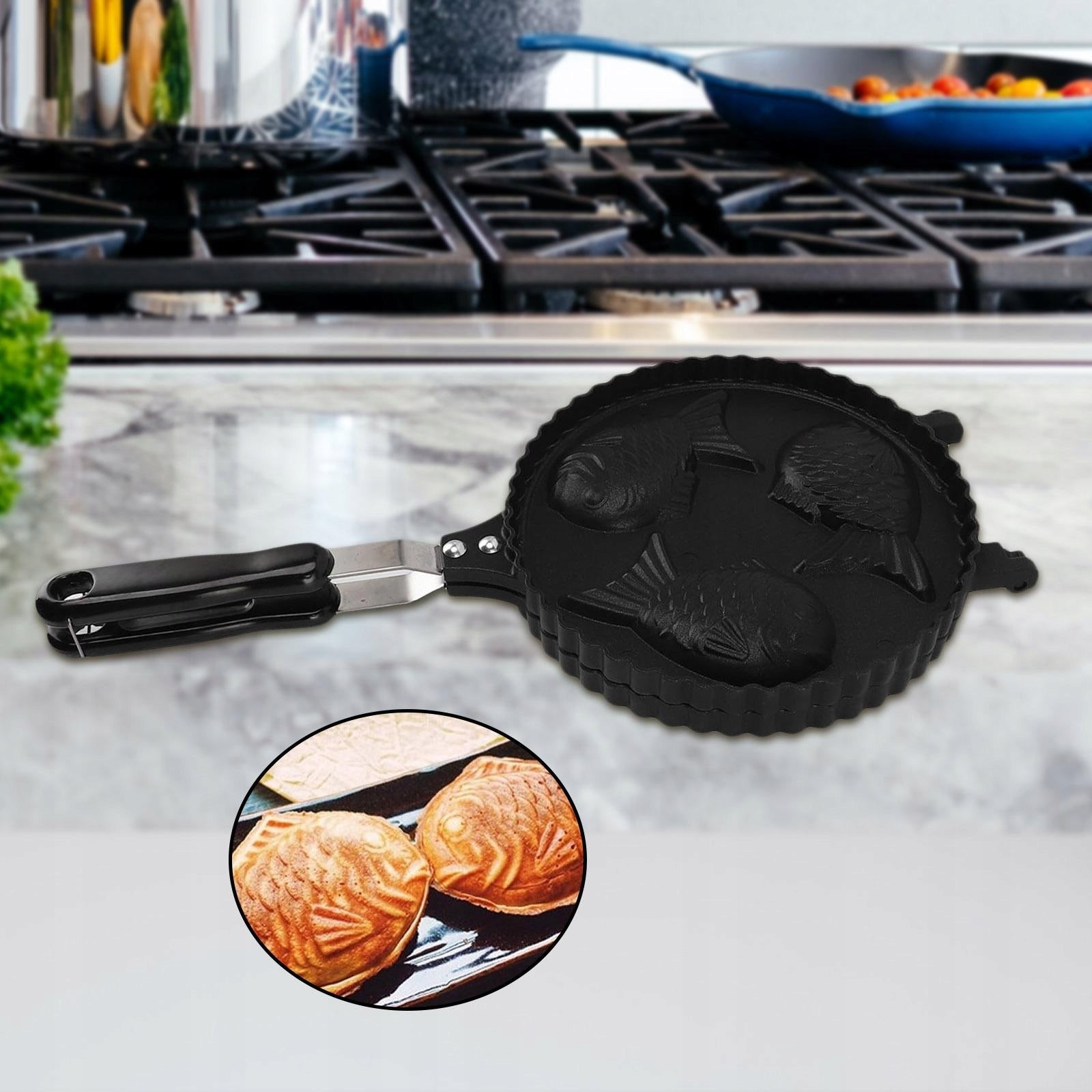 Kitchen Bakeware with Long Handle Baking Double Pan Pancake Maker Taiyaki