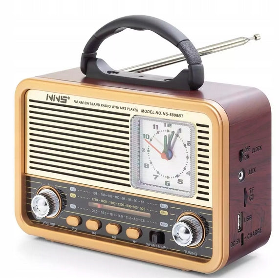 Kitchen Clock Radio Portable FM Rechargeable with Bluetooth USB