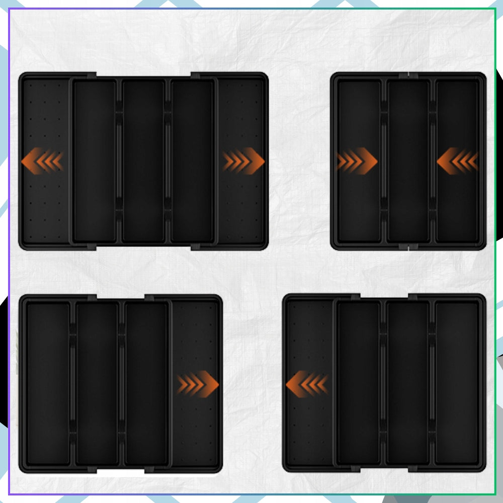 Kitchen Drawer Cutlery Sliding Organizer Cartridge Black Partitions Reinforcement type plastic