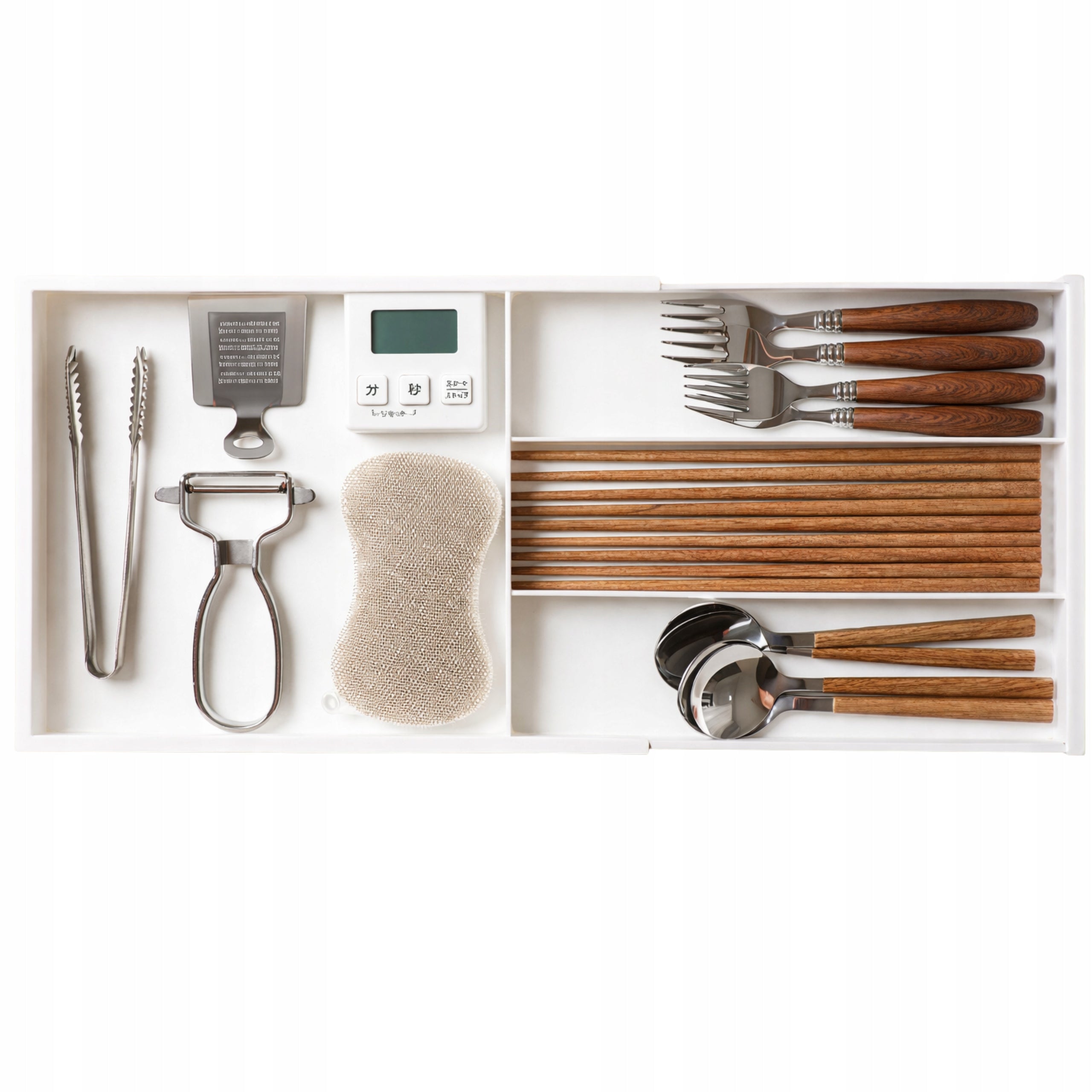 Kitchen Drawer Organizer for Cutlery Extendable White Cabinet Refill Manufacturer code Wkład Na Sztućce Rozsuwany Biały Na Sztućce