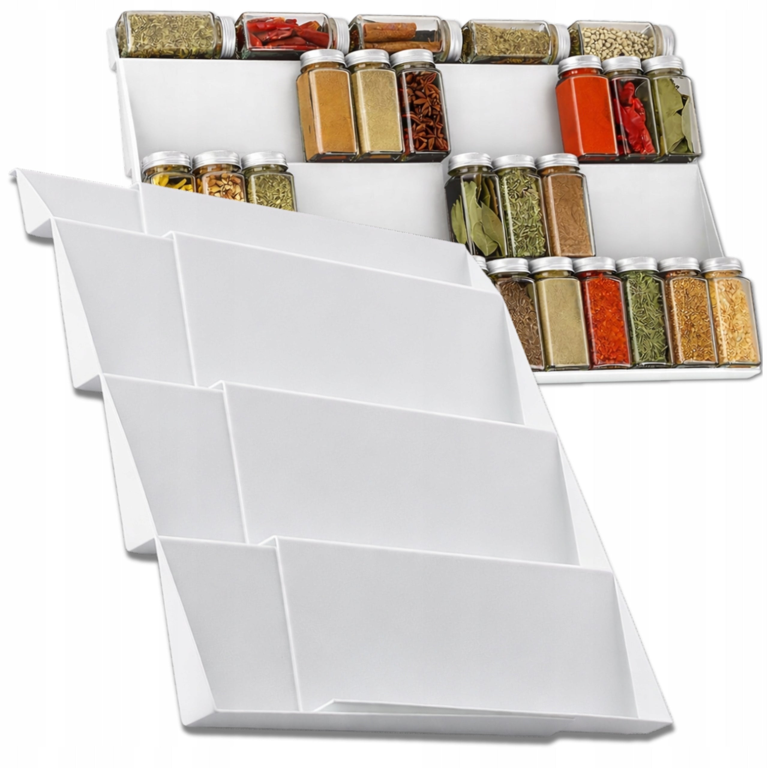 Kitchen Drawer Organizer for Spices Refill Box Extendable White Packaging status original