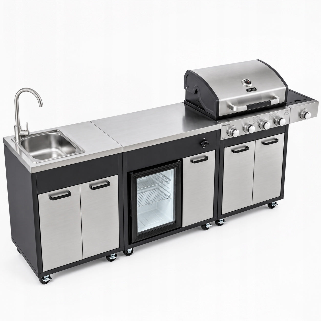 Kitchen Garden Gas BBQ REFRIGERATOR SINK FAUCET SIDE GAS BURNER WHEELS Brand Mirpol