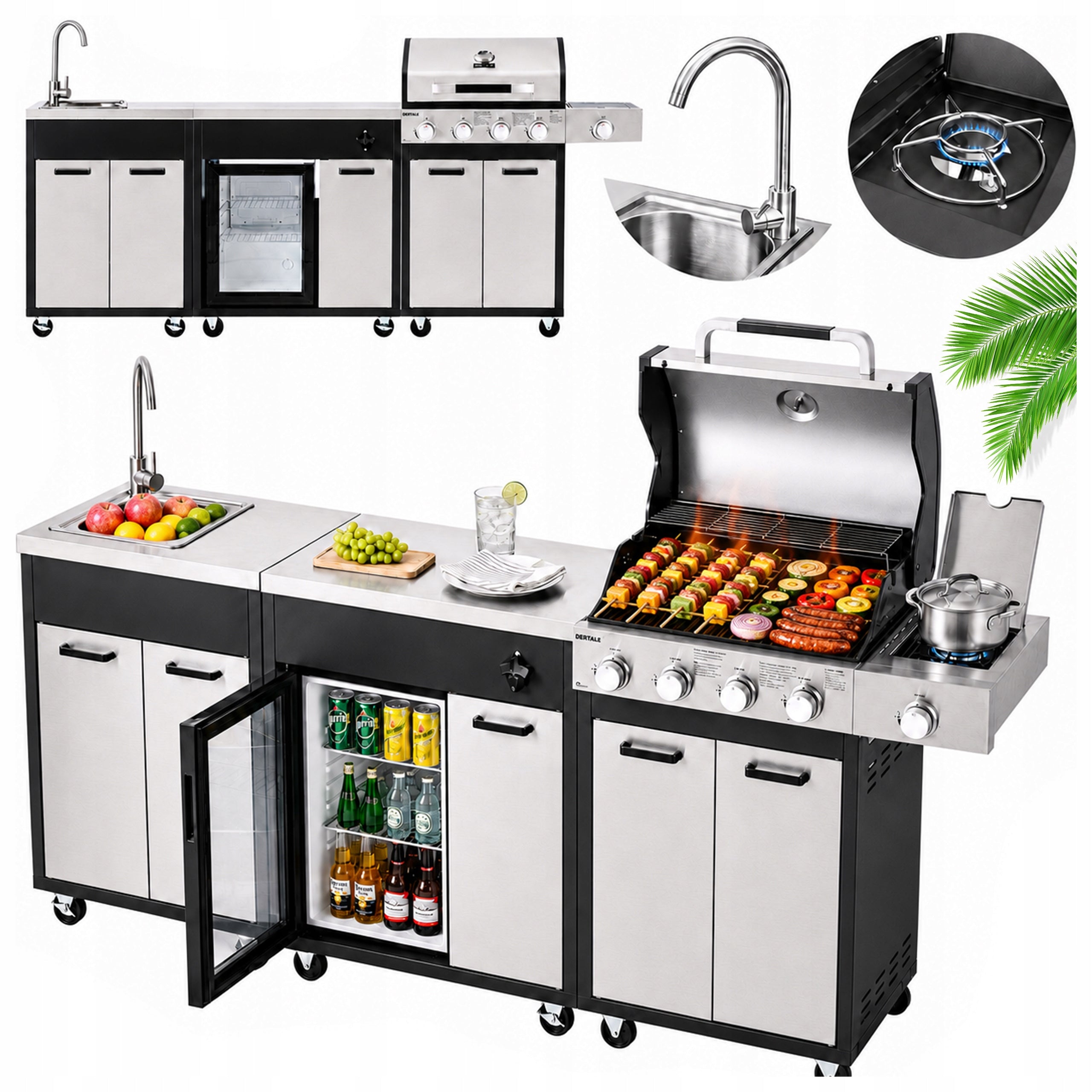 Kitchen Garden Gas BBQ REFRIGERATOR SINK FAUCET SIDE GAS BURNER WHEELS