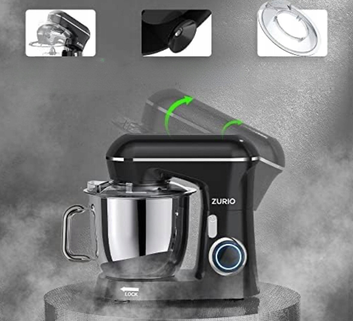 Kitchen Mixer Planetary Robot Multifunctional ZURIO Black 1300W 5,5L Brand no brand
