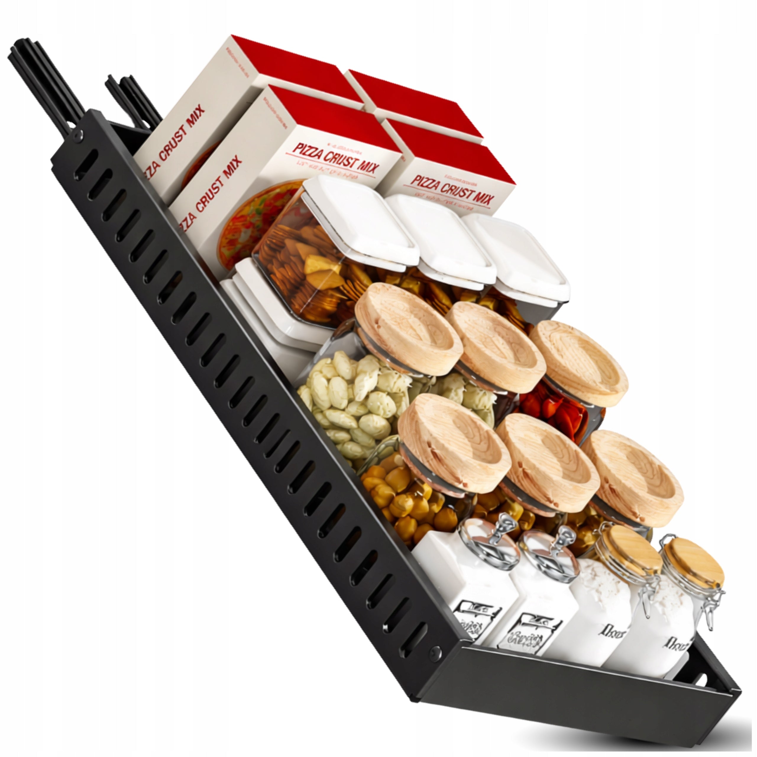 Kitchen Retractable Organizer For Cabinet Stand Black Spice Shelf