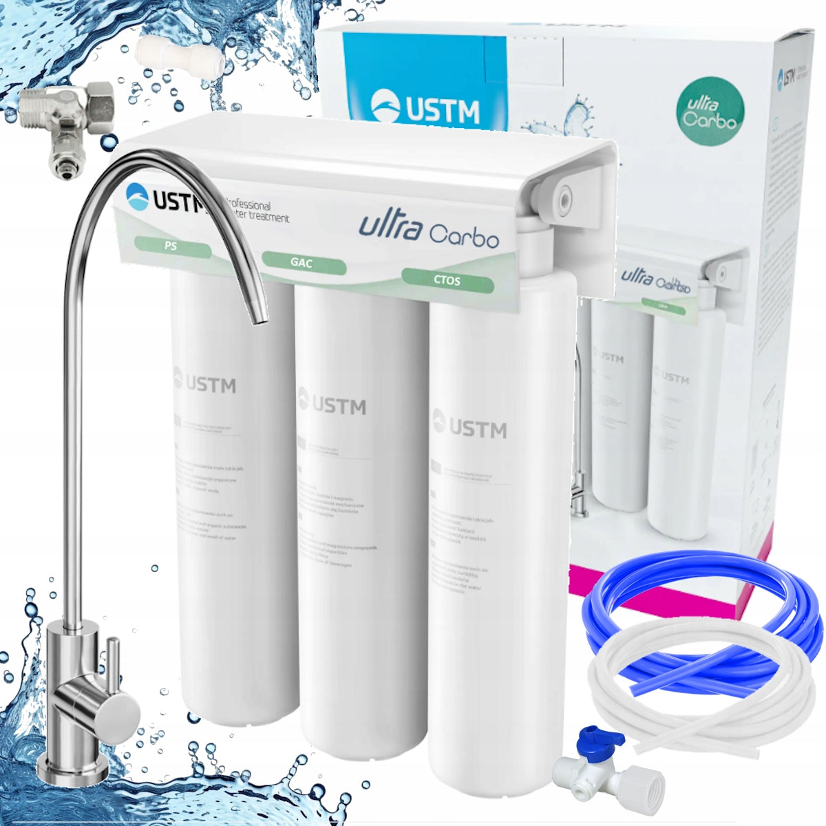 Kitchen filter under sink water filtration system USTM Ultra Carbo