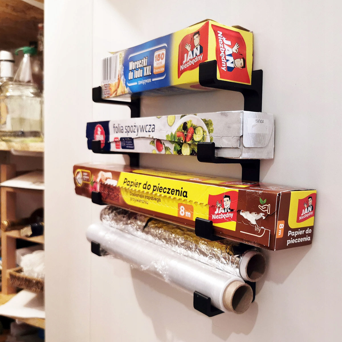 Kitchen holder BLACK - organizer for foil, baking paper Manufacturer code Uchwyt kuchenny do przechowywania