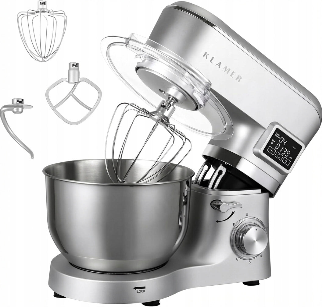 Kitchen mixer KLAMER Classic 1400 W – stainless steel bowl with a capacity