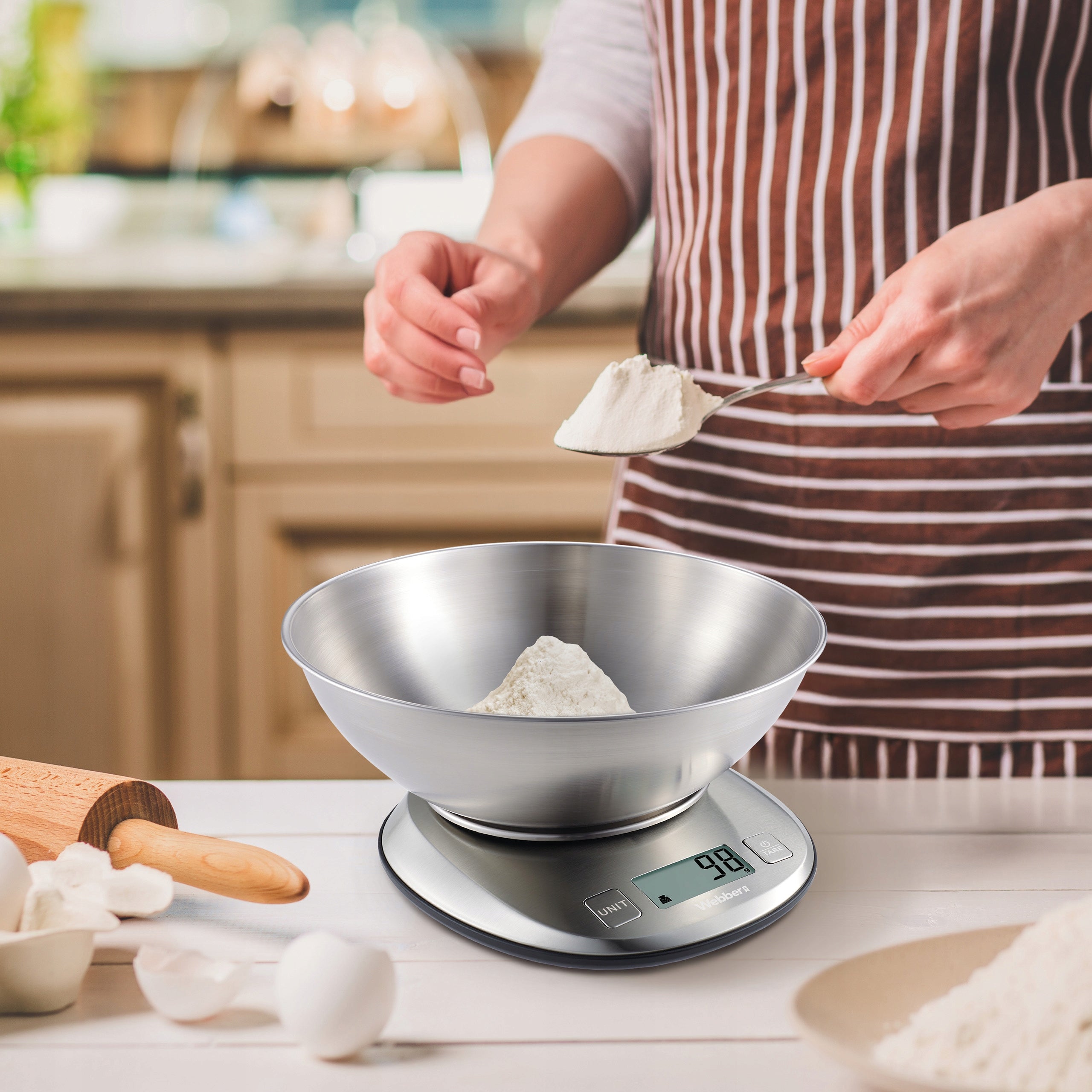 Kitchen scale WEBBER EK4390 INOX stainless steel LCD 5kg 1g tare bowl Brand Webber