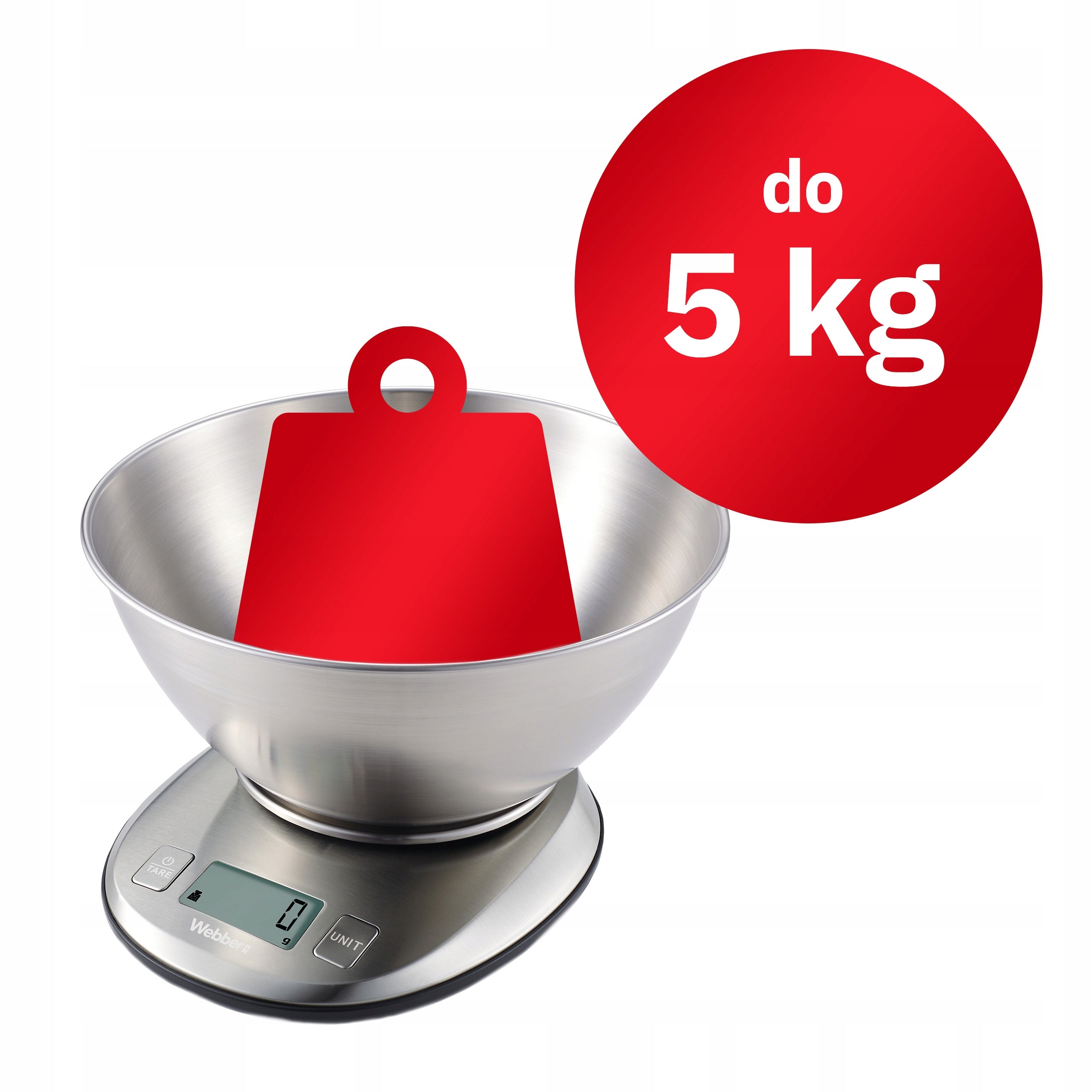 Kitchen scale WEBBER EK4390 INOX stainless steel LCD 5kg 1g tare bowl Maximum load 5 kg