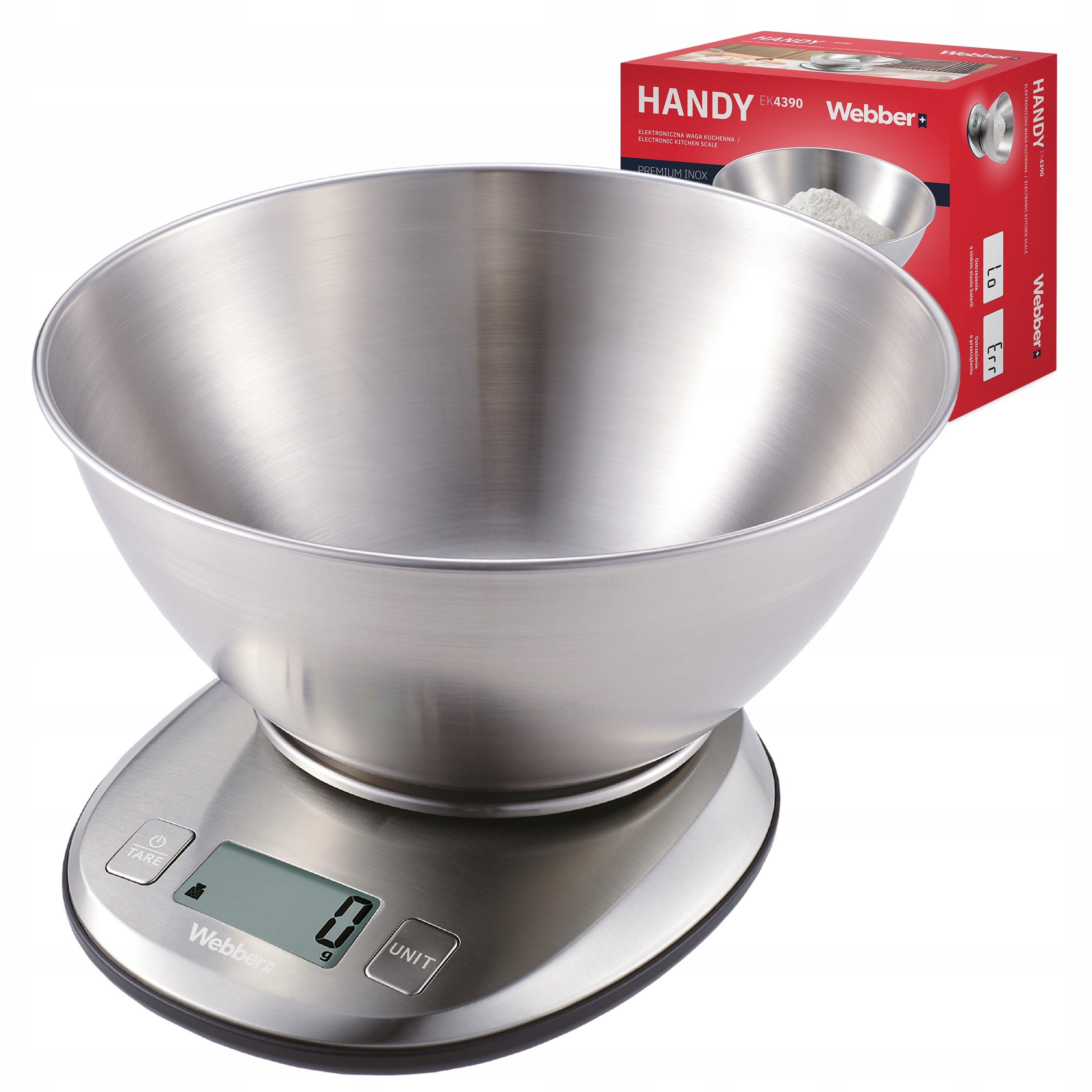 Kitchen scale WEBBER EK4390 INOX stainless steel LCD 5kg 1g tare bowl