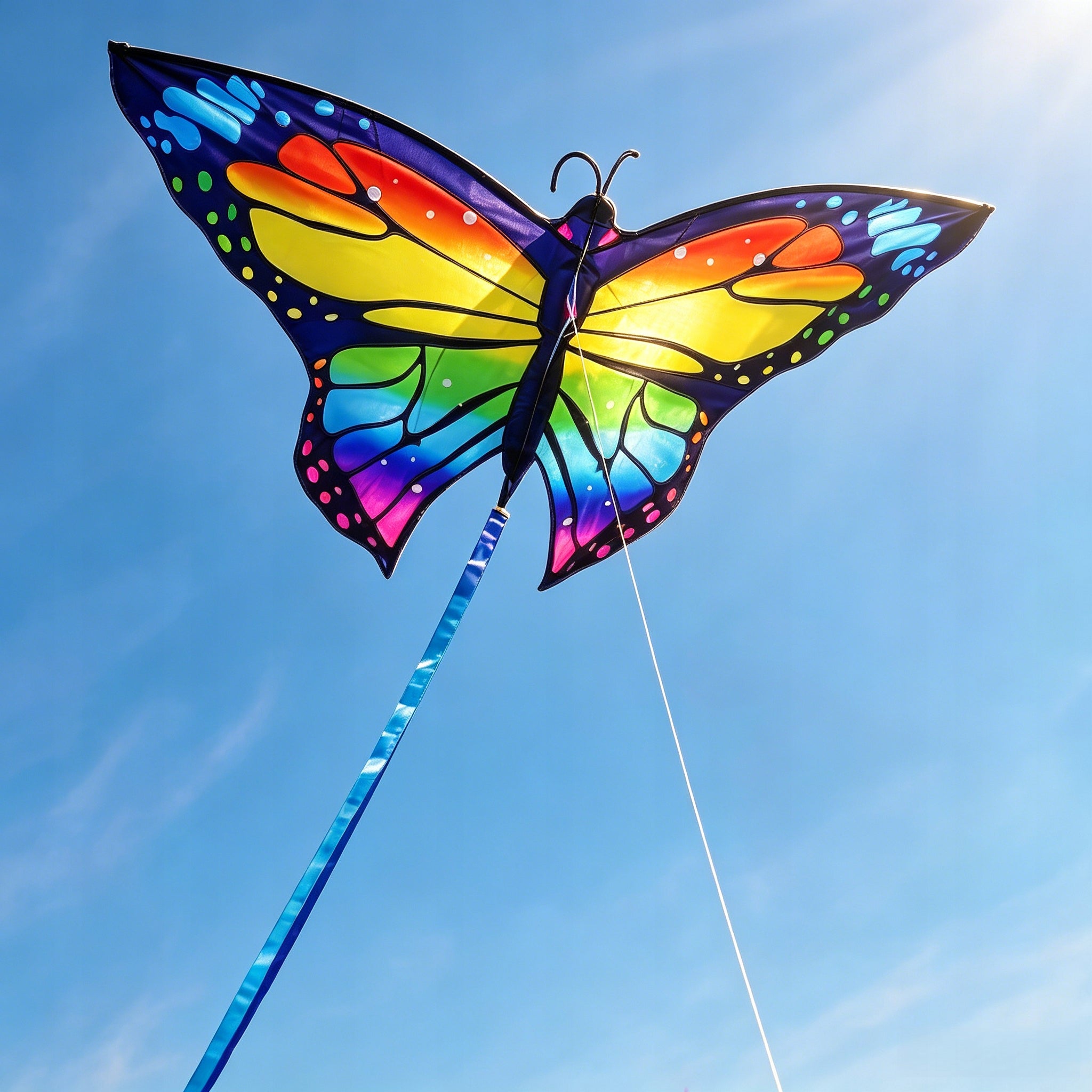 Kite rainbow butterfly146x50cmlongtail4m for children and adults beach park Packaging status original