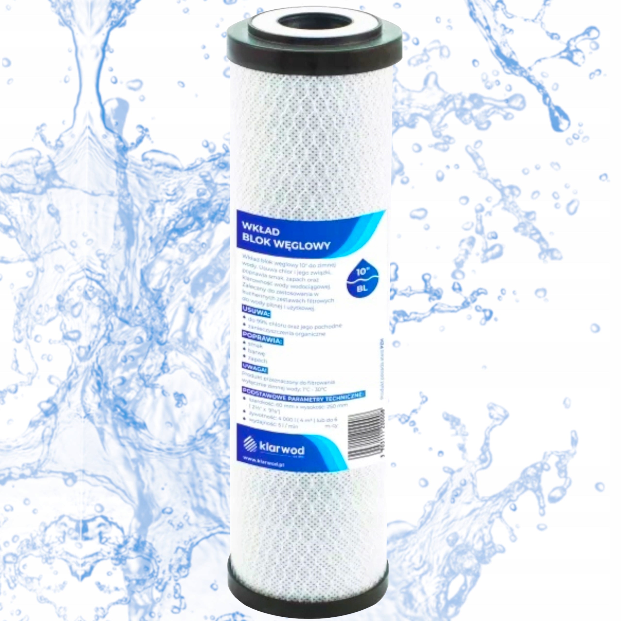 Klarwod Filter Cartridge Carbon Block Activated Carbon 10" inches BL10