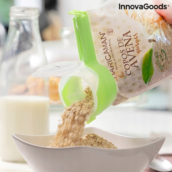InnovaGoods Distwis maišelių sandarinimo spaustukai su dozavimo antgaliu, 4 vnt.