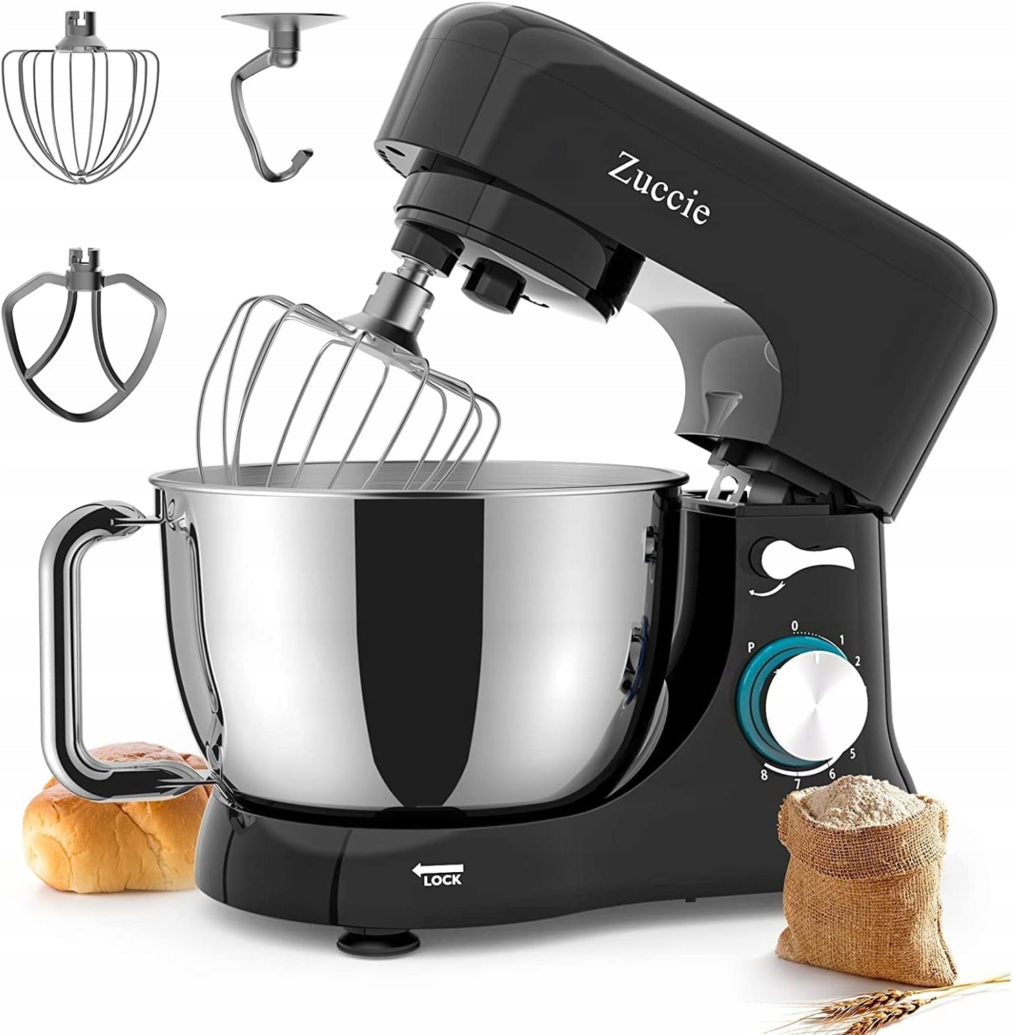 Kneading Food Processor Bowl Steel 4,8l 3 Tools Zuccie black