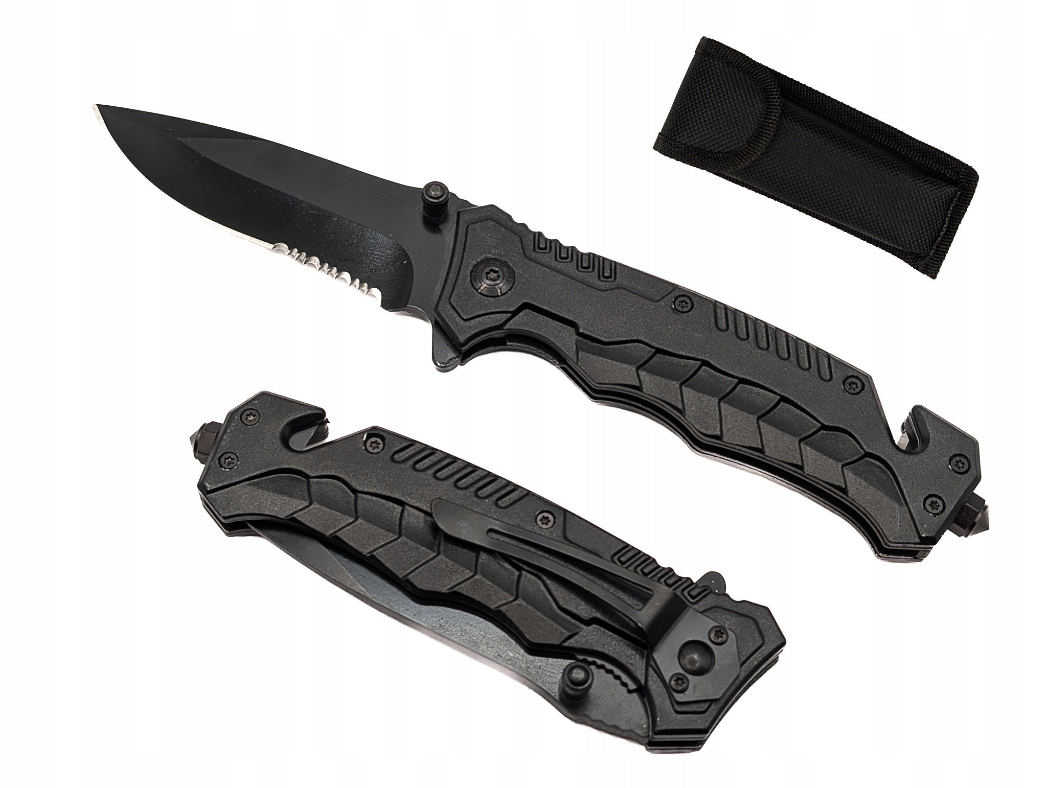 Knife folding rescue pocket knife with punch