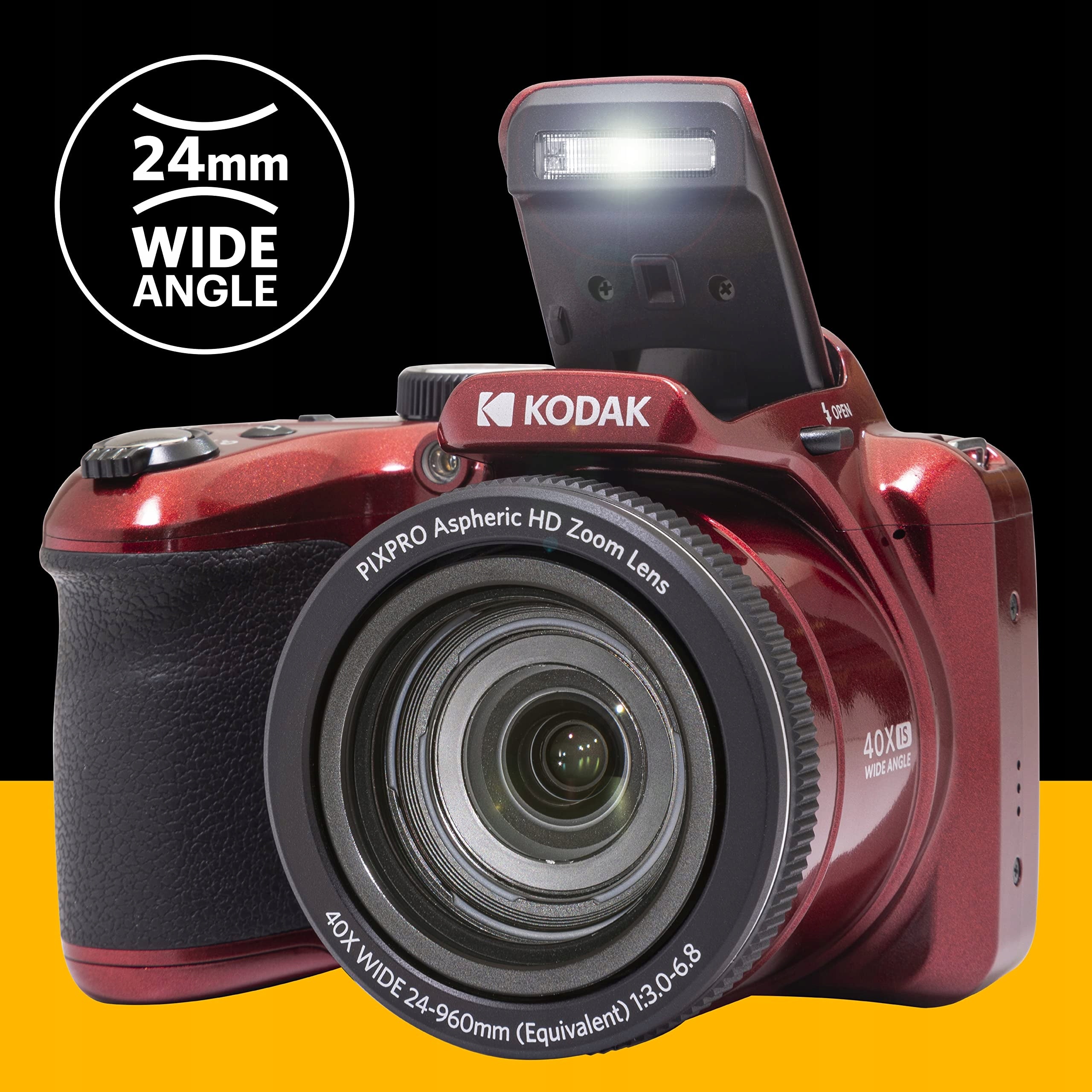 Kodak Pixpro AZ405 digital camera red 20 Mpix Zoom X40 Lcd 3'' Resolution 20.68 Mpx