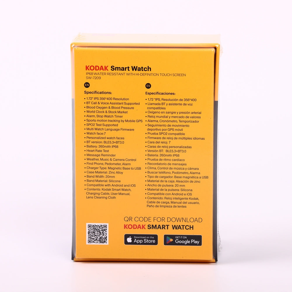 Kodak SW-7209 Bluetooth 5.3 Smartwatch with 1,72” Full Touch HD Screen, IP68 Packaging status original