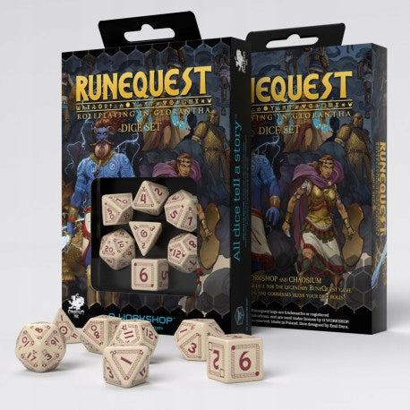 Würfelset Runequest Beige und Burgund