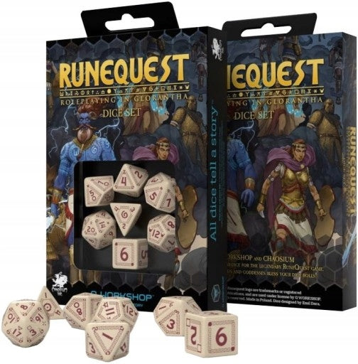 Würfelset Runequest Beige und Burgund