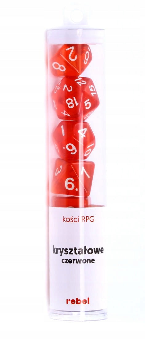 Krištolinių kauliukų rinkinys Rebel RPG Dice Set - Crystal - Red