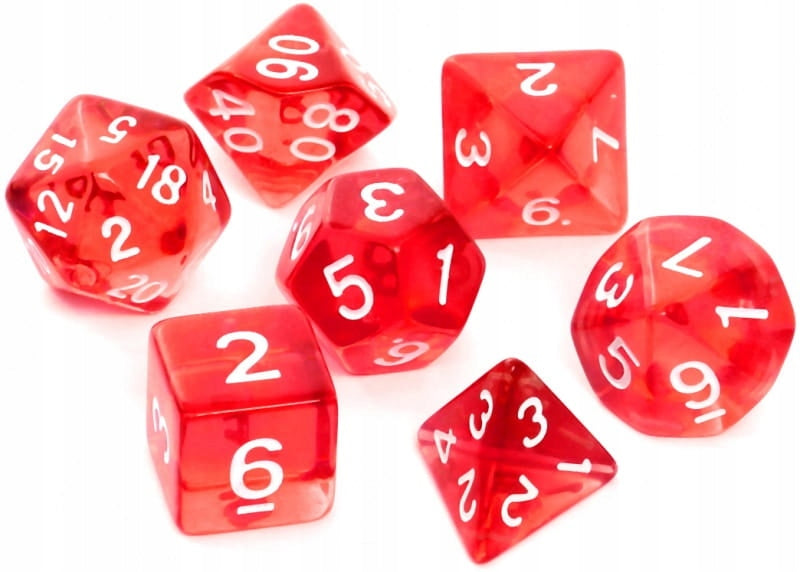 Krištolinių kauliukų rinkinys Rebel RPG Dice Set - Crystal - Red