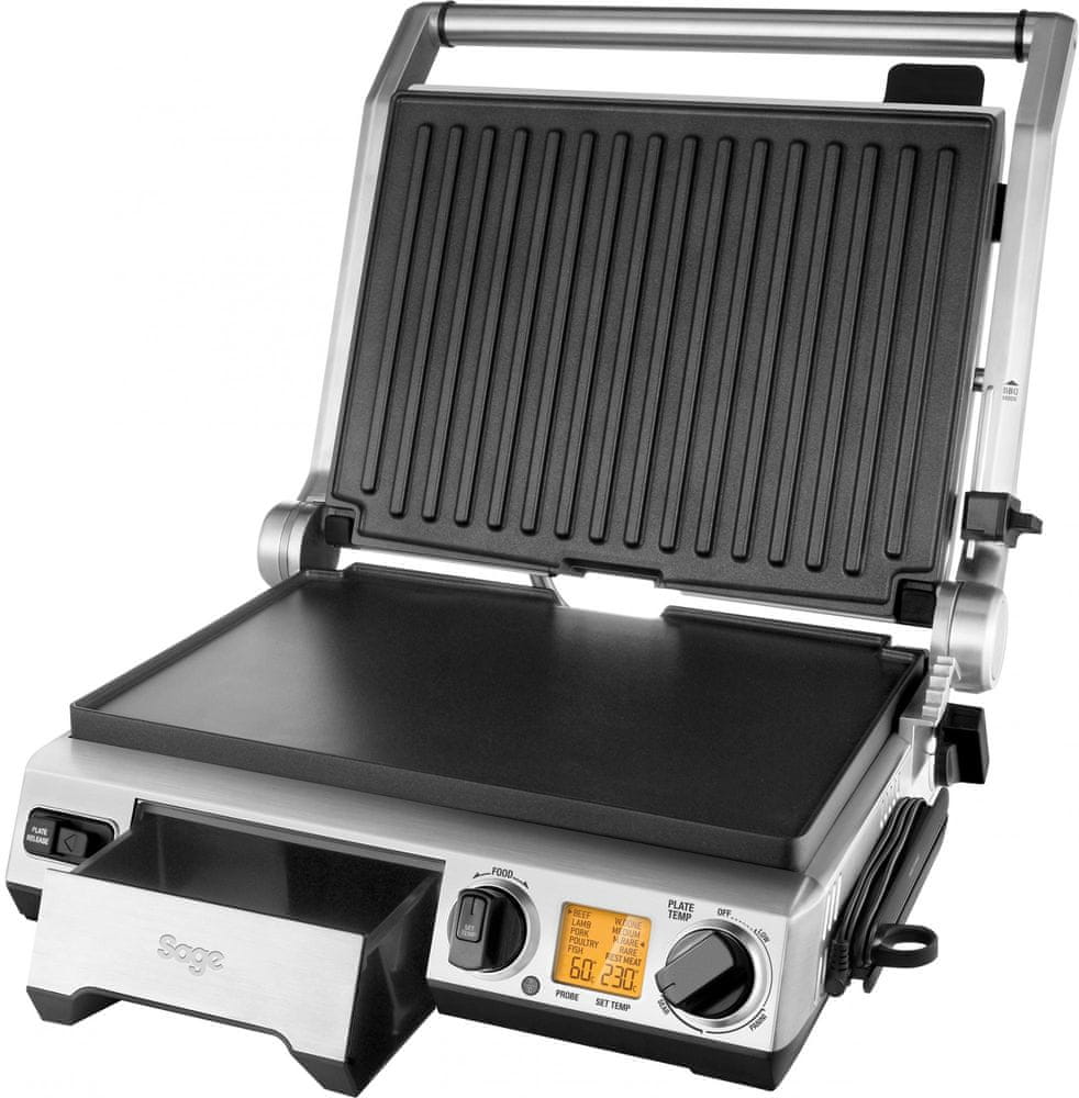 Kontaktní elektrický gril Sage BGR840 stříbrný/šedý 2400 W Brand Sage