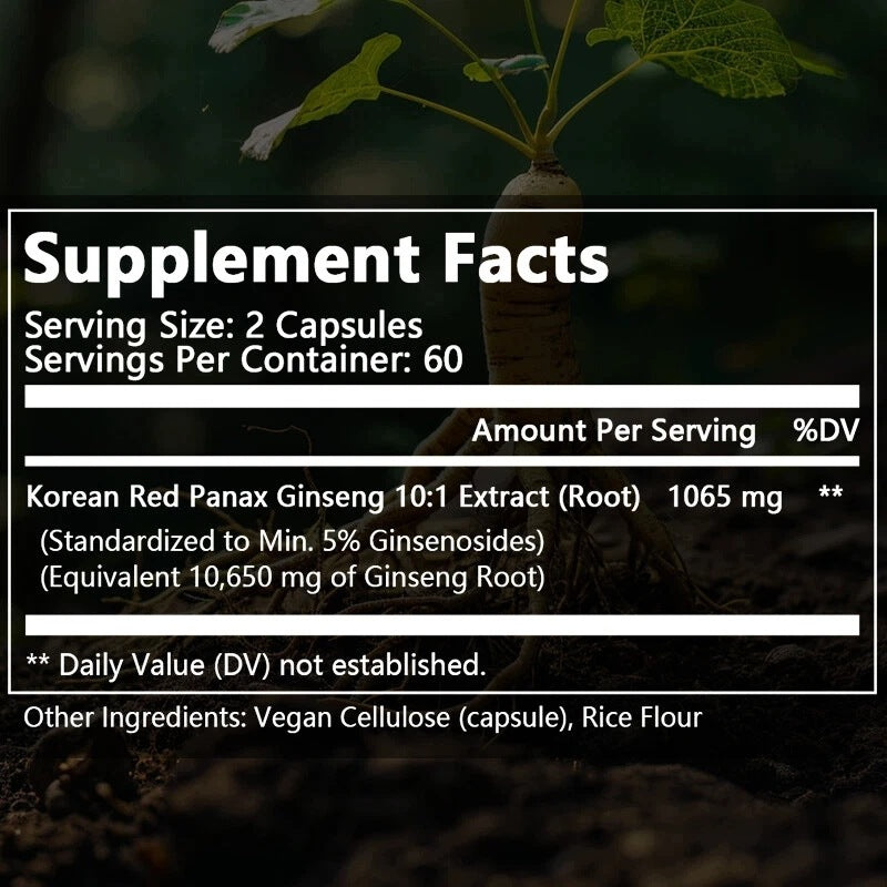 Korean Red Ginseng Extract (Panax ginseng) 10 650 mg in k Expiration date at least 1 year from the date of purchase