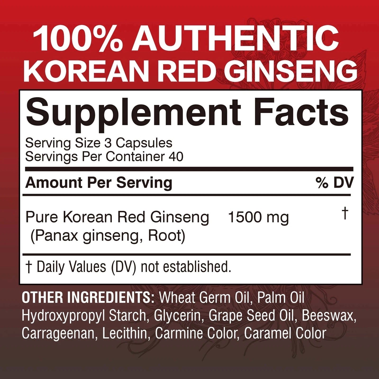 Korean red ginseng (Panax) – supports energy, concentration, strength m Expiration date at least 1 year from the date of purchase