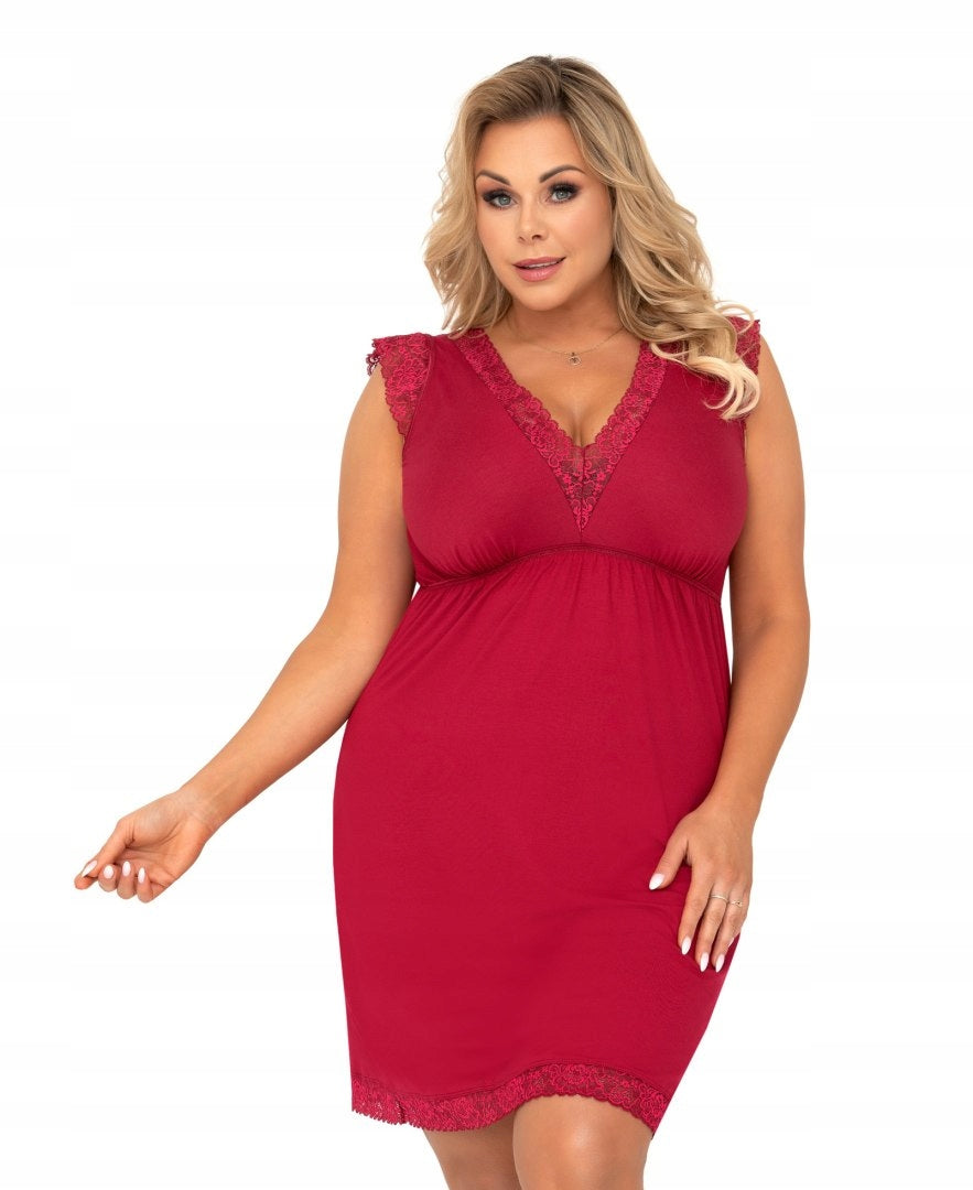 Donna Nachthemd aus Viskose mit Spitze Vera Plus Burgundy