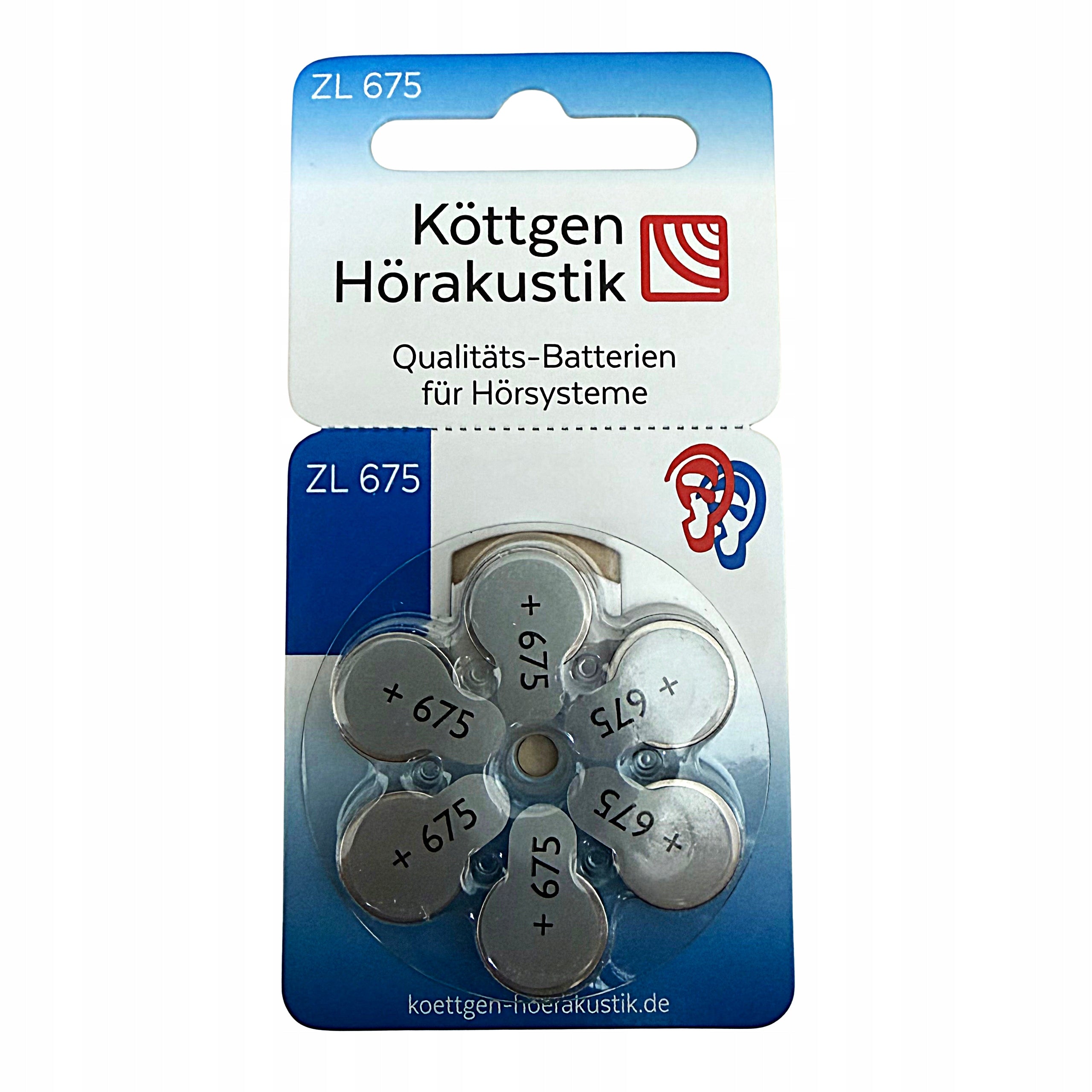 Kottgen Horakustik Hearing Aid Batteries 675 PR44 1,45V 6pcs