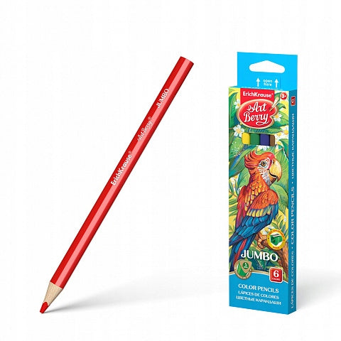 Dreischneidige Buntstifte ArtBerry® Jumbo, 6 Farben, mit Spitzer