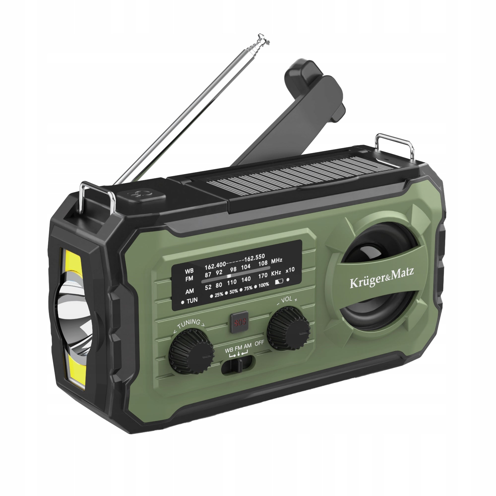 Kruger&Matz KM0837 Solární rádio s powerbankou 10 000 mAh, SOS alarm