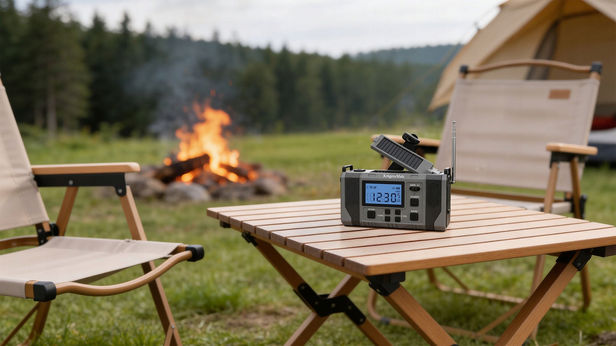 Kruger&Matz KM0838 Solární rádio s powerbankou 10 000 mAh, SOS alarm, šedé Brand Kruger&Matz