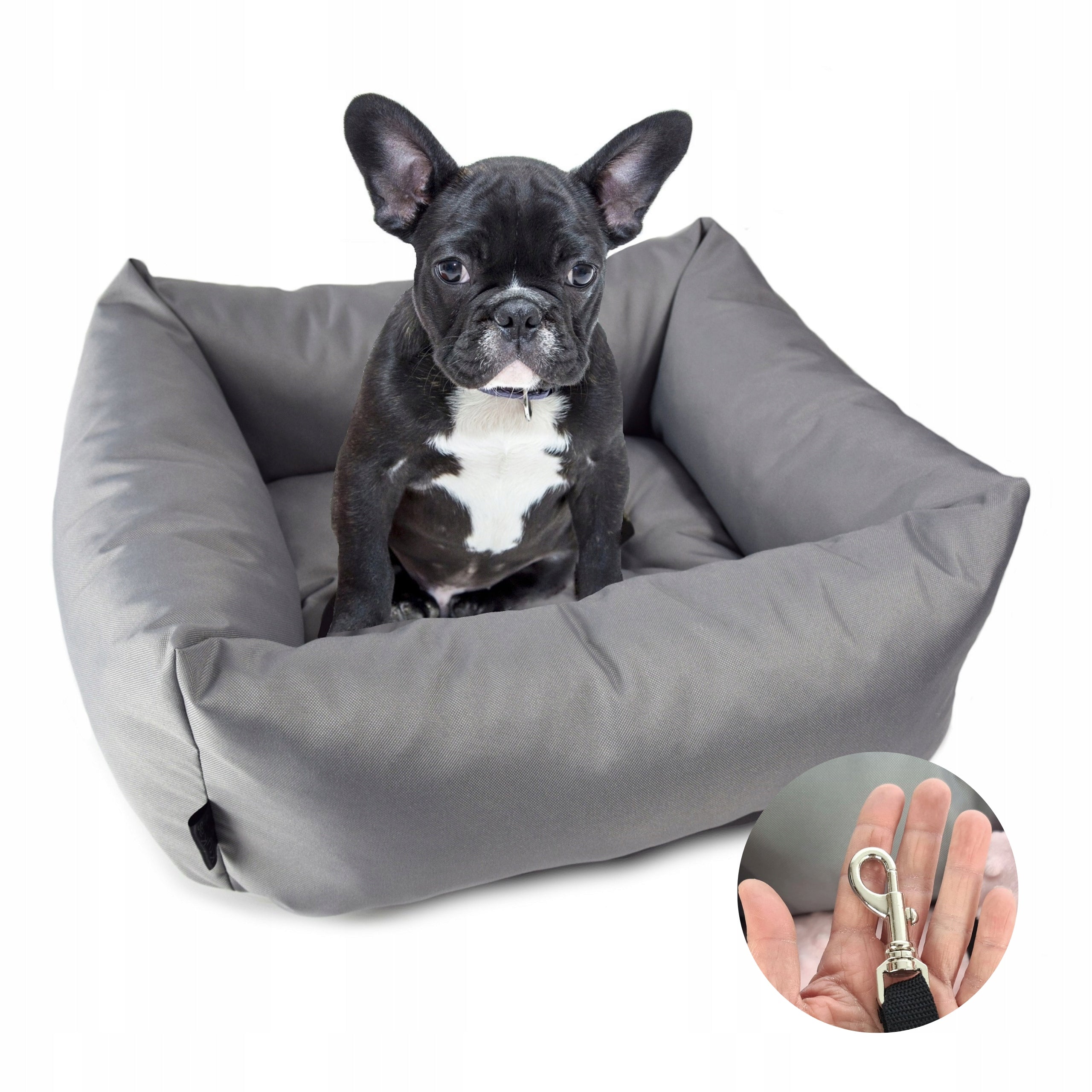 KryKas Dog Car Seat - TRANSPORTER for Car Silver Line - Grey