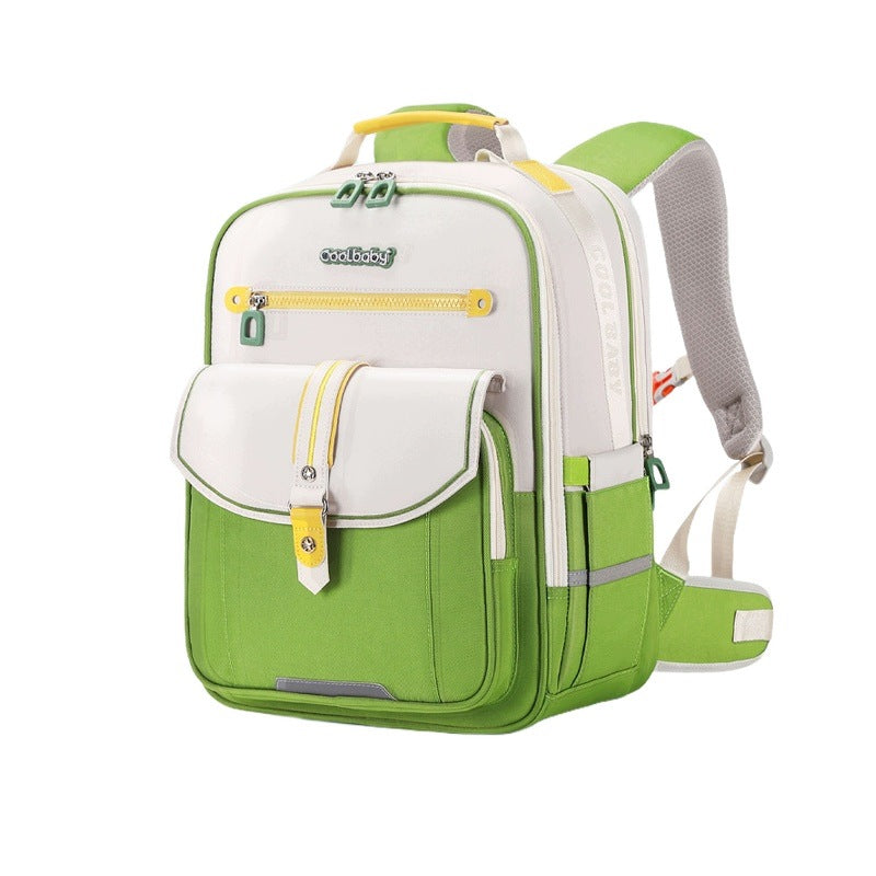 Ku Er Baby New School Backpack For Girls 3-6 Class Light Avocado White
